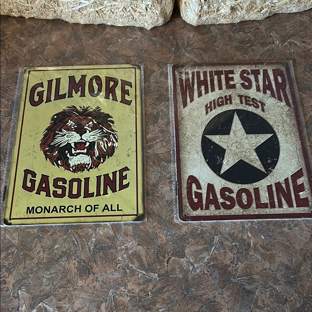 White Star and Gilmore Gasoline Vintage Metal Signs